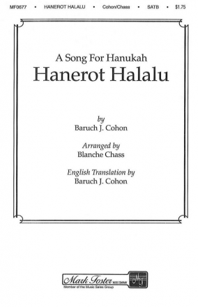 Baruch Cohon_Blanche Chass, Hanerot Halalu SATB Chorpartitur