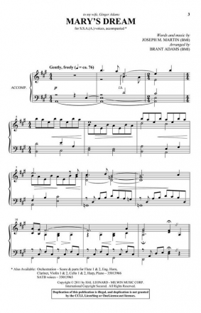 Joseph M. Martin, Mary's Dream SATB Chorpartitur