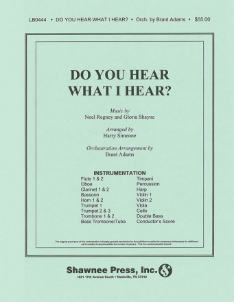 Gloria Shayne_Noel Regney, Do You Hear What I Hear? Orchestra Partitur + Stimmen