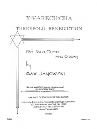 Max Janowski, Y'varech'cha SATB Chorpartitur