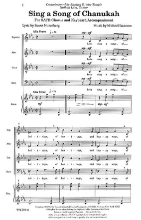 Michael Isaacson, Sing a Song of Chanukah SATB Chorpartitur