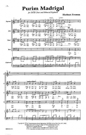 Herbert Fromm, Purim Madrigal SATB Chorpartitur