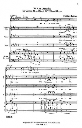 Herbert Fromm, Ki Anu Amecha SATB Chorpartitur