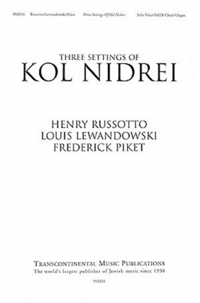 Three Settings of Kol Nidrei Collection SATB Chorpartitur