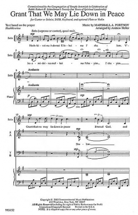 Marshall Portnoy, Grant That We Lie Down SATB Chorpartitur