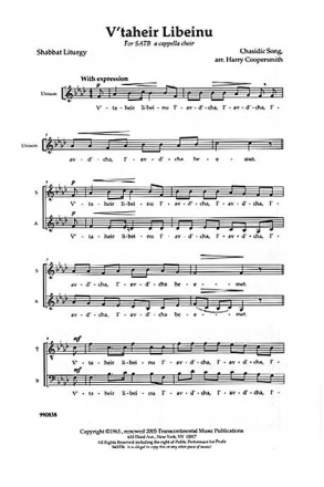 Three Chasidic Songs for Shabbat SATB a Cappella and Solo Voice Chorpartitur