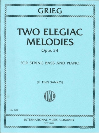 Edvard Grieg, Two Elegiac Melodies Opus 34 Double Bass and Piano