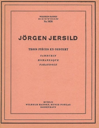 Jorgen Jersild, Trois Pieces En Concert Klavier Buch