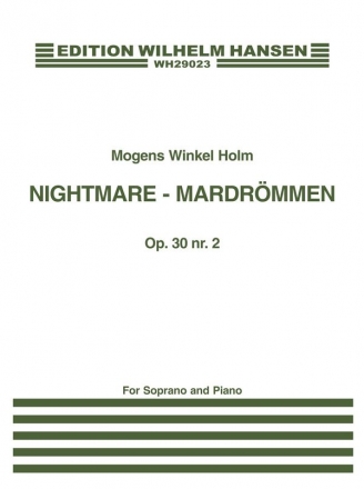 Mogens Winkel Holm, Nightmare Op. 30 No. 2 Soprano Voice and Piano Buch