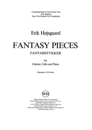 Erik Hojsgaard, Fantasy Pieces Clt/Vlc/Pf Sc Clarinet, Cello and Piano Partitur