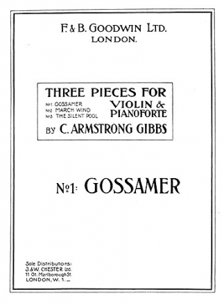 Cecil Armstrong Gibbs, Gossamer Violine und Klavier Partitur