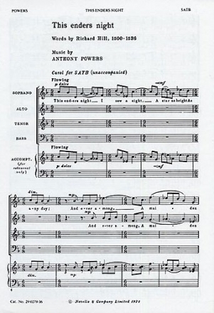 Anthony Powers, This Enders Night SATB Chorpartitur