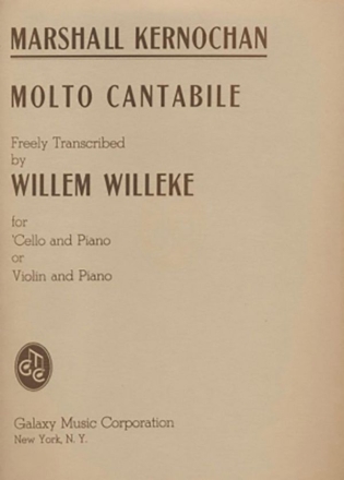 Marshall Kernochan, Molto Cantabile Cello or Violin and Piano Buch