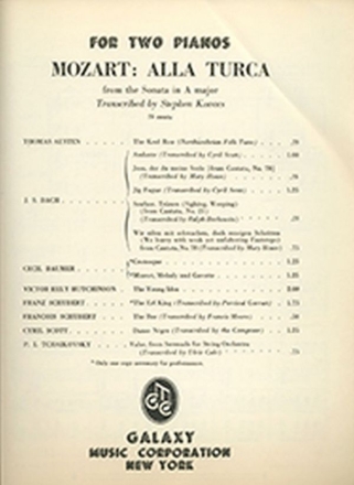 Alla Turca for 2 pianos