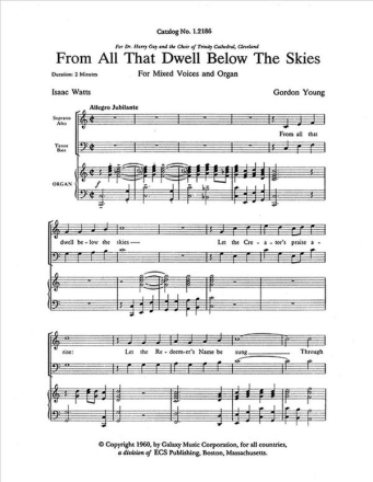 Gordon Young, From All That Dwell Below the Skies SATB and Organ Stimme