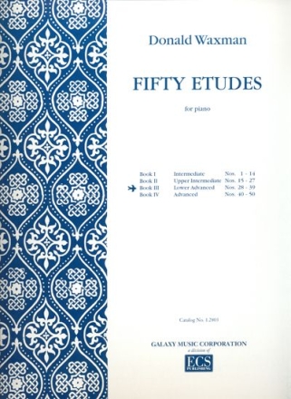 Donald Waxman, Fifty Etudes, Book 3 Piano Method Buch