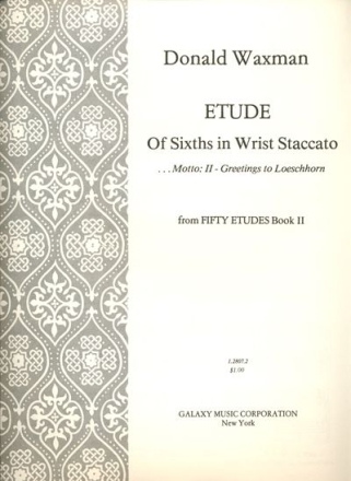 Donald Waxman, Etude No. 15: Sixths in Wrist Staccato Piano Method Buch