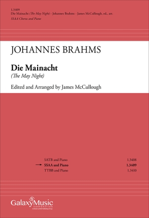 Johannes Brahms, Die Mainacht: (The May Night) SSAA and Piano Chorpartitur