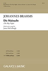 Johannes Brahms, Die Mainacht TTBB Chorus and Piano Chorpartitur