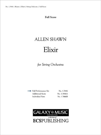 Allen Shawn, Elixir Streichorchester Partitur + Stimmen