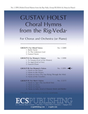 Gustav Holst, Choral Hymns from the Rig-Veda, Group 3 SSAA, Harp or Piano Stimme