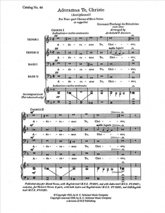 Adoramus te, Christe for male choir (TTBB) a cappella choral score