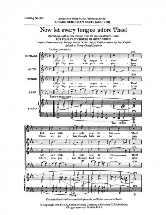 Johann Sebastian Bach, Cantata 140: Now Let Every Tongue Adore Thee! SATB, Keyboard [Organ or Piano] or Orchestra Stimme