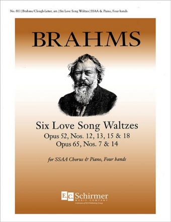 Johannes Brahms, Six Love Song Waltzes, Op. 52/12,13,15,18 SSAA, Violin obbligato and Piano Four-hands Stimme