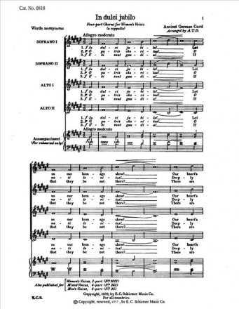 In dulci jubilo SSAA a Cappella Stimme