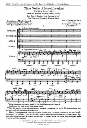 Johann Sebastian Bach, Cantata 104 SSAA , Keyboard [Organ or Piano] Stimme