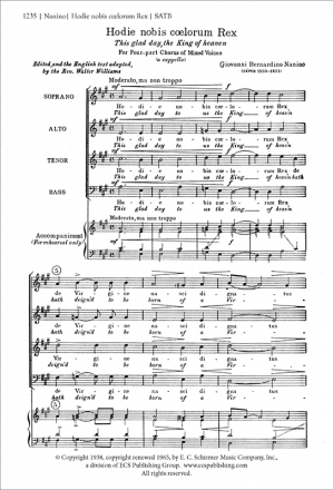 Giovanni Maria Nanino, The Hodie Nobis Coelorum Rex SATB Stimme