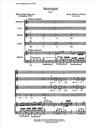 Georg Friedrich Hndel, Saul: Hallelujah SATB and Organ Stimme