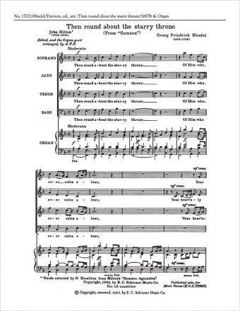 Georg Friedrich Hndel, Samson: Then Round About the Starry Throne SATB and Keyboard Stimme