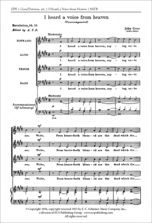 John Goss, I Heard a Voice from Heaven SATB Stimme