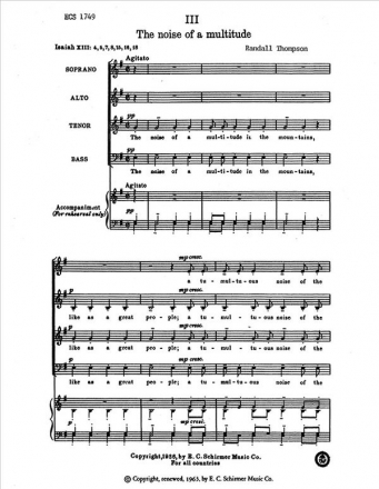 Randall Thompson, The Peaceable Kingdom: The Noise of the Multitude SATB Stimme