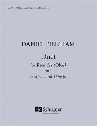 Daniel Pinkham, Duet Recorder [or Oboe] and Harpsichord [or Harp] Buch + Einzelstimme