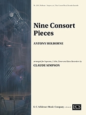 Anthony Holborne, Nine Consort Pieces Recorders [SAATB] Partitur + Stimmen