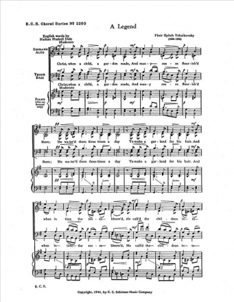 Pyotr Ilyich Tchaikovsky, A Legend SATB Stimme