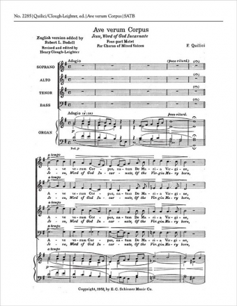 Flix Quilici, Ave verum Corpus SATB and Organ Stimme