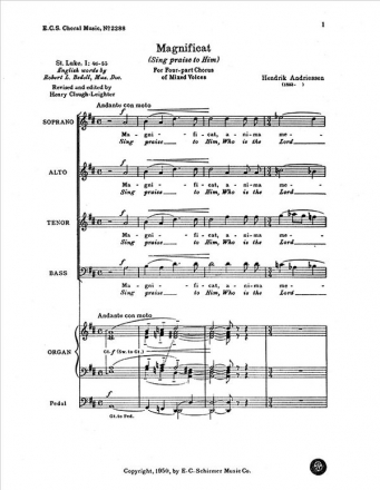 Hendrik Andriessen, Magnificat SATB and Organ Stimme