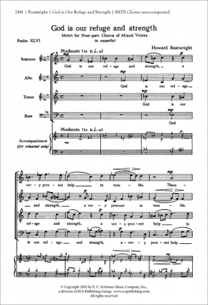 Howard Boatwright, God Is Our Refuge SATB Stimme