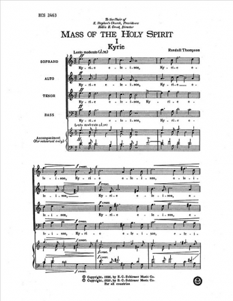 Randall Thompson, Mass of the Holy Spirit: No. 1. Kyrie SATB Stimme