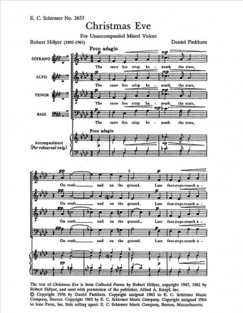 Daniel Pinkham, Four Poems for Music: No. 1. Christmas Eve SATB Stimme