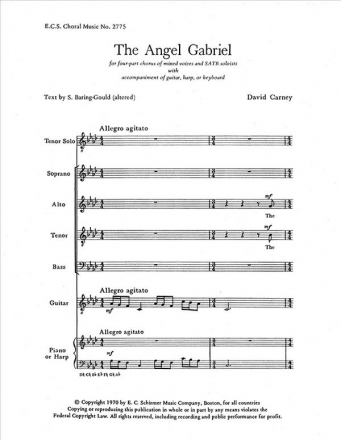 David Carney, The Angel Gabriel SATB soli, SATB, Guitar, Piano or Harp Stimme