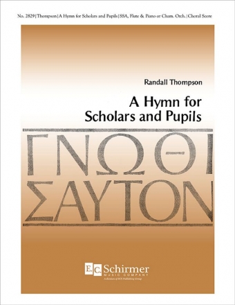 Randall Thompson, A Hymn For Scholars and Pupils SSA, Piano and Flute or Chamber Orchestra Stimme