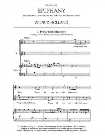 Wilfrid Holland, Epiphany SA/SSA Women and Piano Stimme