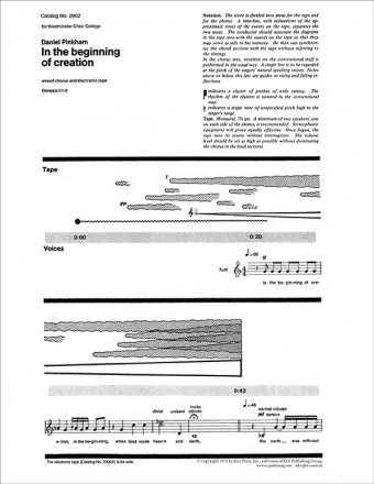 Daniel Pinkham, In the Beginning of Creation SATB, Electronic Media Chorpartitur