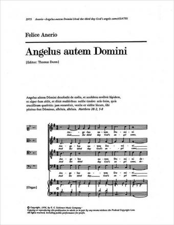 Felice Anerio, Angelus autem Domini SATB Stimme