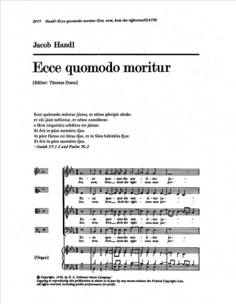 Jacob Handl, Ecce, quomodo moritur SATB Buch