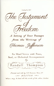 Thomas Jefferson, The Testament of Freedom Choir and Piano Partitur